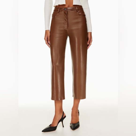 Wilfred Rich Brown Straight Leather Pants - Picture 1 of 4